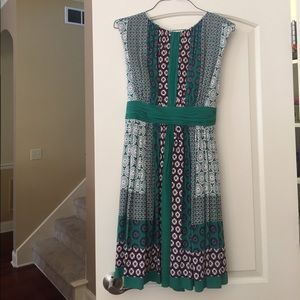 Boden print dress green cap sleeves