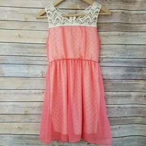 Kiddo by Katie Coral Pink Lace and Polka Dot Dress