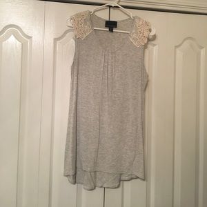 Cynthia Rowley Grey Tunic with Lace Shoulders