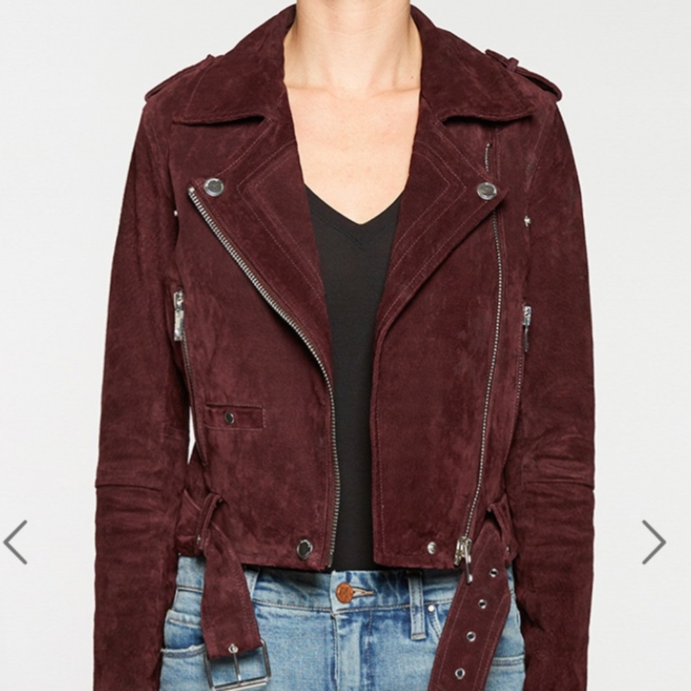 NWT BLANK NYC Suede Moto Jacket in burgundy
