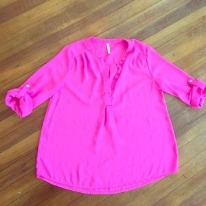 Fuschia V-neck Blouse