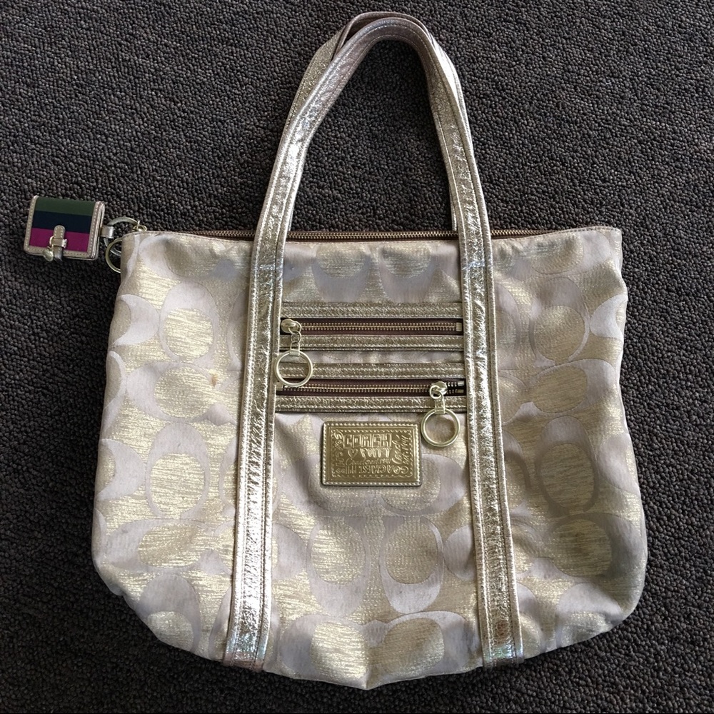 Authentic COACH Poppy Purse, Gold & sparkly, used