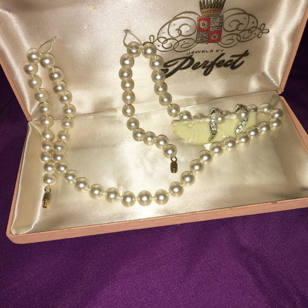 1955 Vintage pearl costume jewelry set