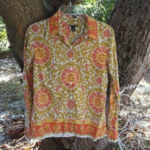 Lucky Brand cotton "Suzani" print blouse, Cotton L