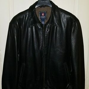 black leather jacket