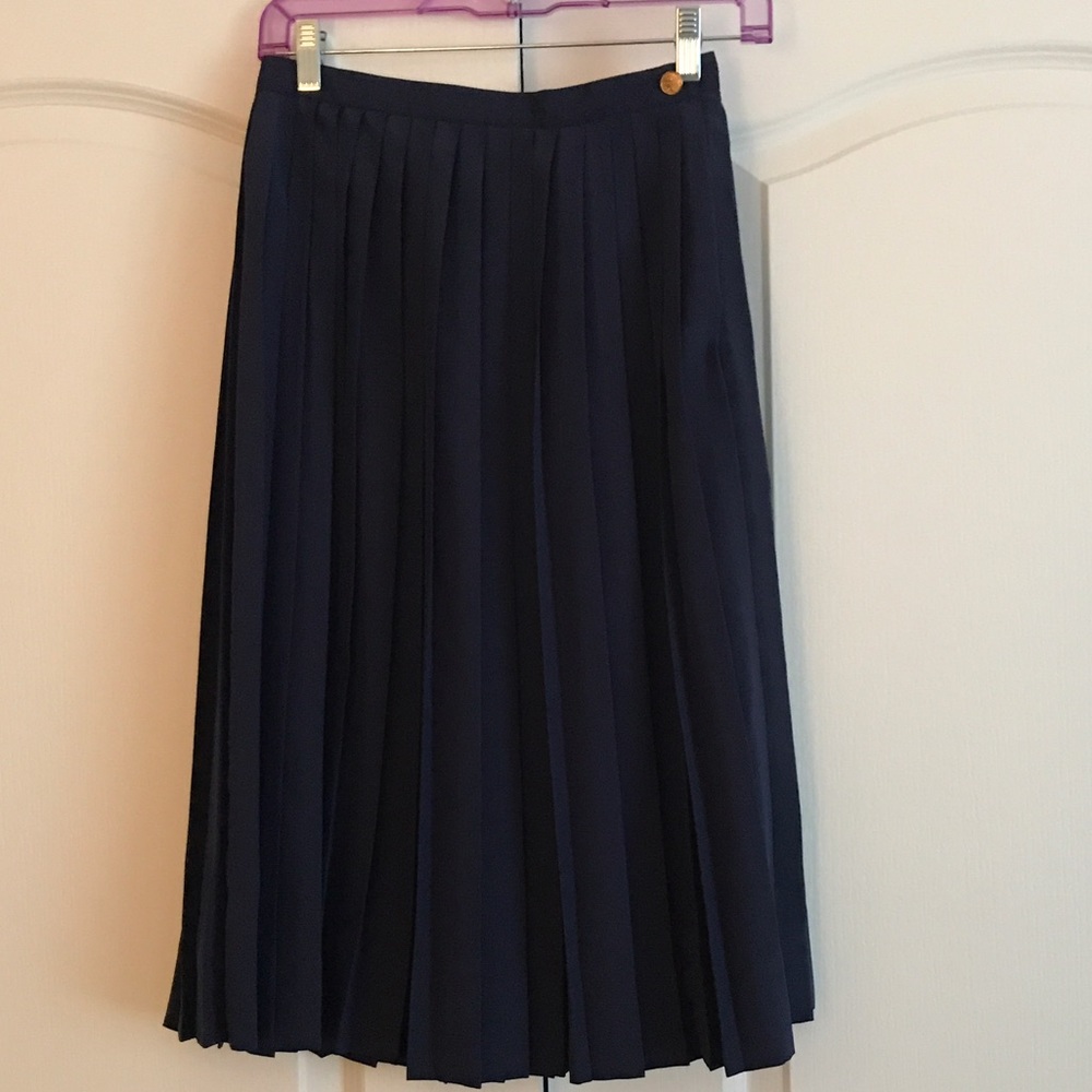 Vintage Navy Blue Pleated Skirt
