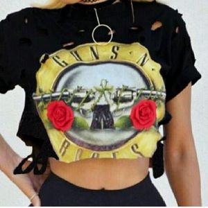 Gunz & Roses distressed Chic Crop top