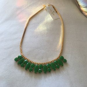 Kate Spade gold and green gemstone necklace NWT