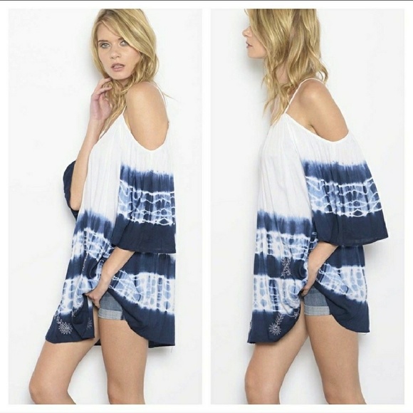 1 LEFT - Fun & Flirty Cold Shoulder Tie-dye Top - Picture 2 of 6