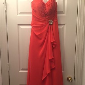Coral colored bridesmaids dress