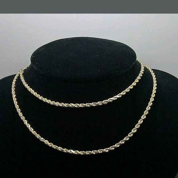 Real 10k Gold Rope Chain With Charm Pendant – Diamond Cut, 2.5mm, 18-26 Inch For Men