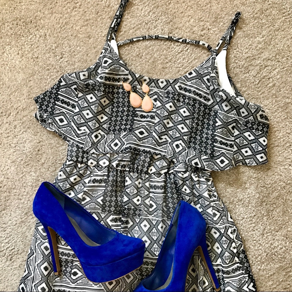 Nordstrom Black & White Tribal Sun Dress