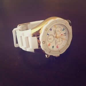 Michele White and Gold Jelly Watch