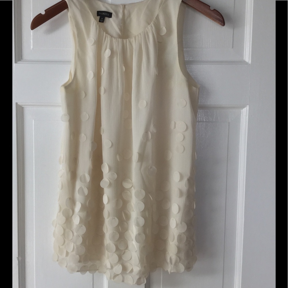 Talbots chiffon sleeveless ivory top