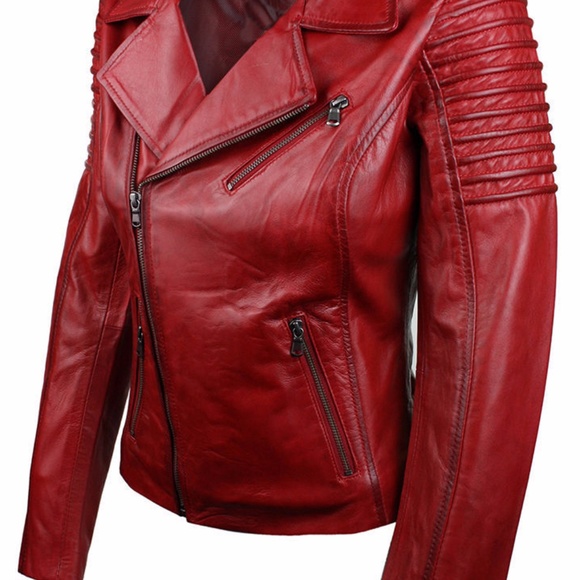 Motorbike style Original Lambskin Leather Jacket - Picture 4 of 5