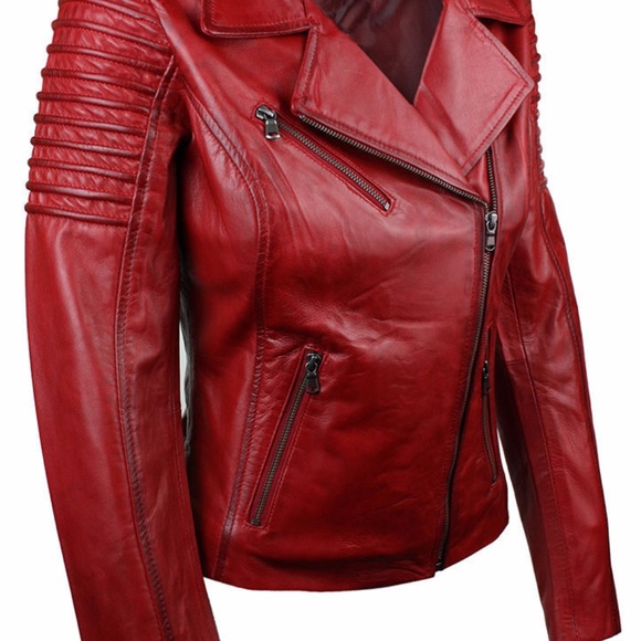 Motorbike style Original Lambskin Leather Jacket - Picture 3 of 5