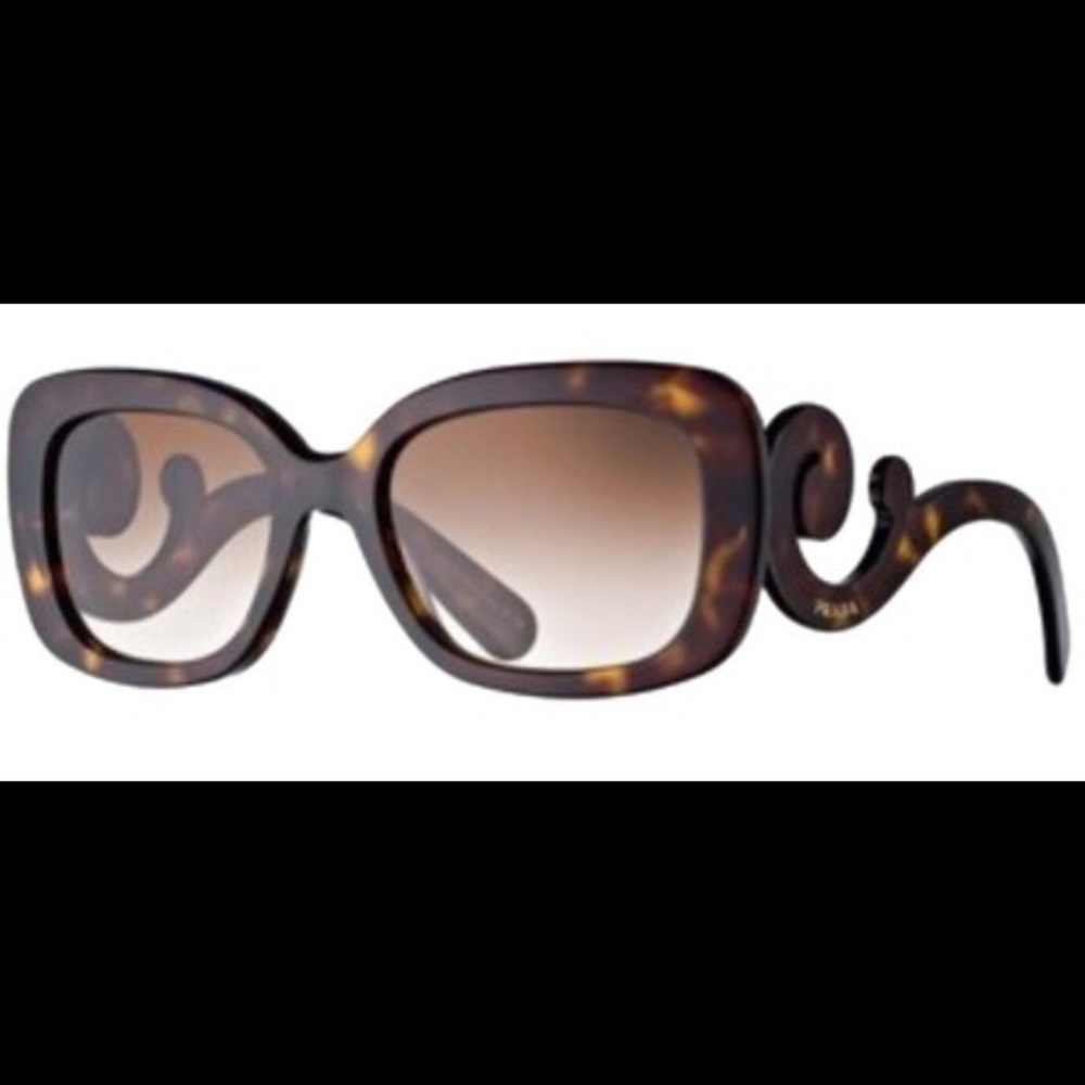 PRADA SQUARE BAROQUE SUNGLASSES BROWN W/ CASE