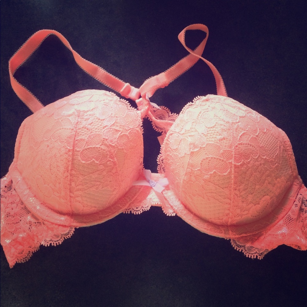 Victoria's Secret pink/coral lace bra