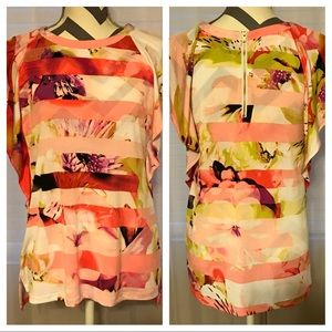 EUC Worthington Pink & Floral Top Size: M