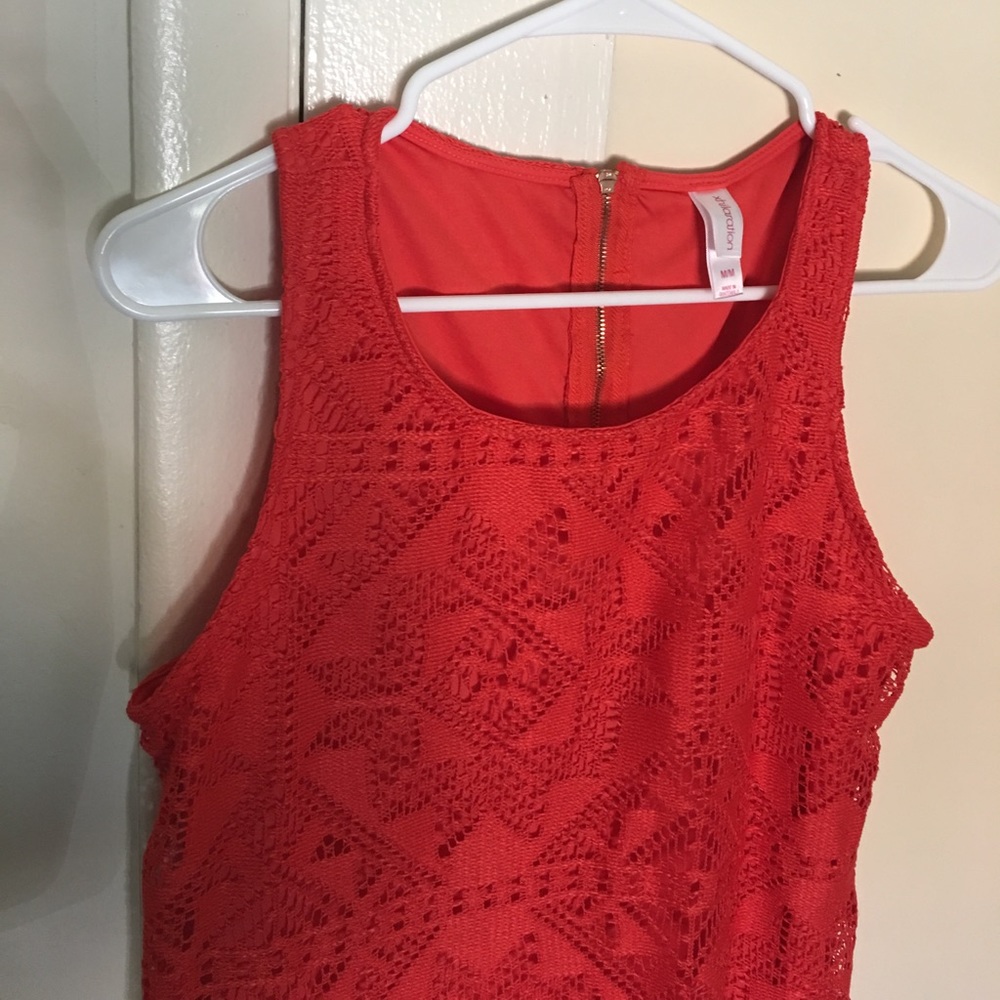 Orange see through summer dress w/ mini skirt