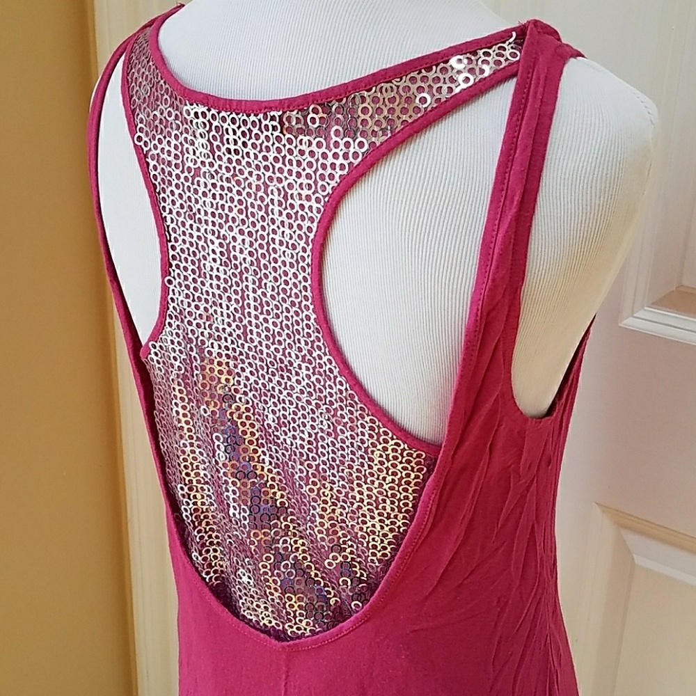 NWOT Express sequined pink tank top! Size S.
