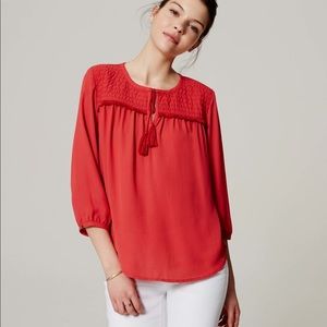 LOFT Quilted Tassel Blouse