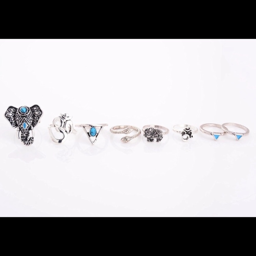 🌺2FOR$10🌺✨8 Piece Boho Ring Set // OM Elephant✨ - Picture 7 of 8