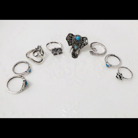 🌺2FOR$10🌺✨8 Piece Boho Ring Set // OM Elephant✨ - Picture 2 of 8