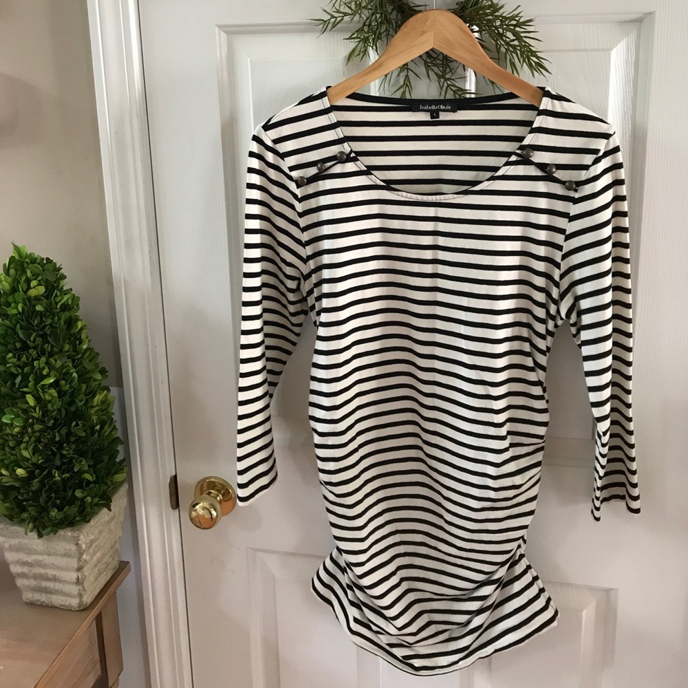 Isabella Oliver Maternity Black & Cream Stripe Top