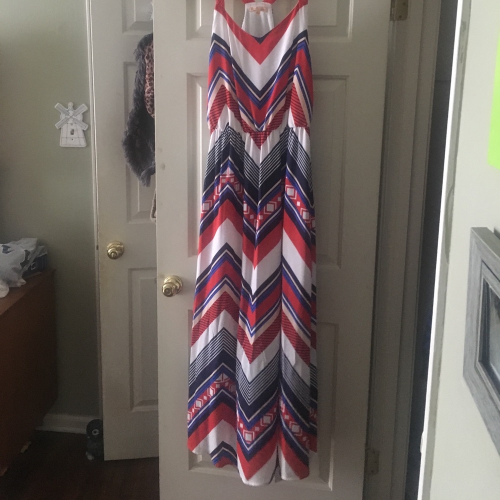 Multicolored striped maxi dress