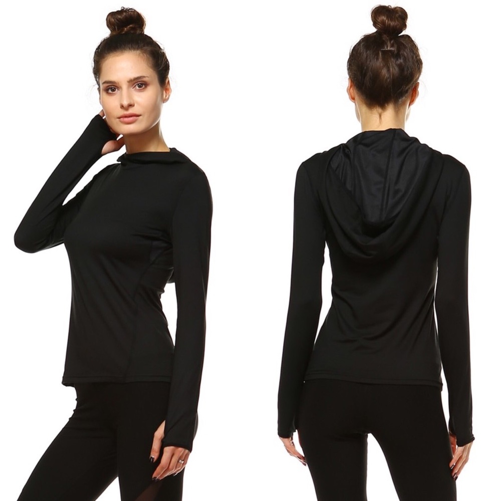 ACTIVE black thumb-hole hoodie