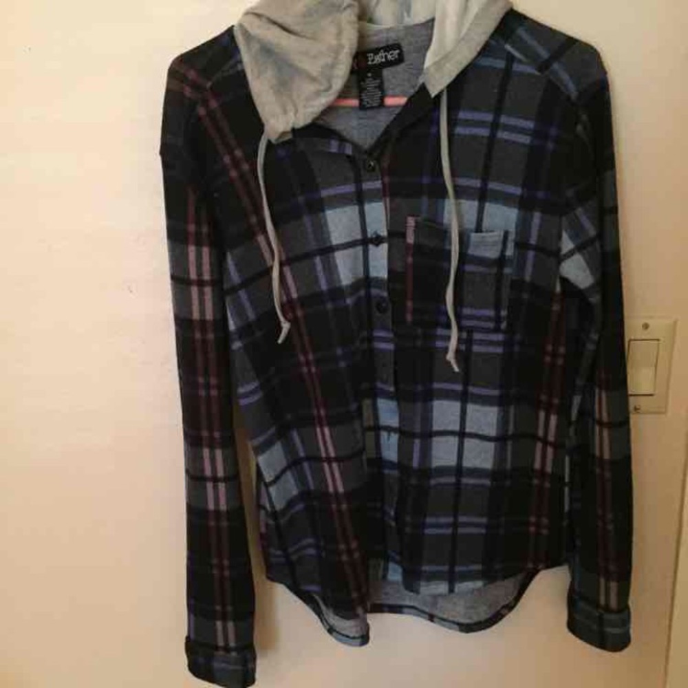 Hoodie plaid flannel light jacket