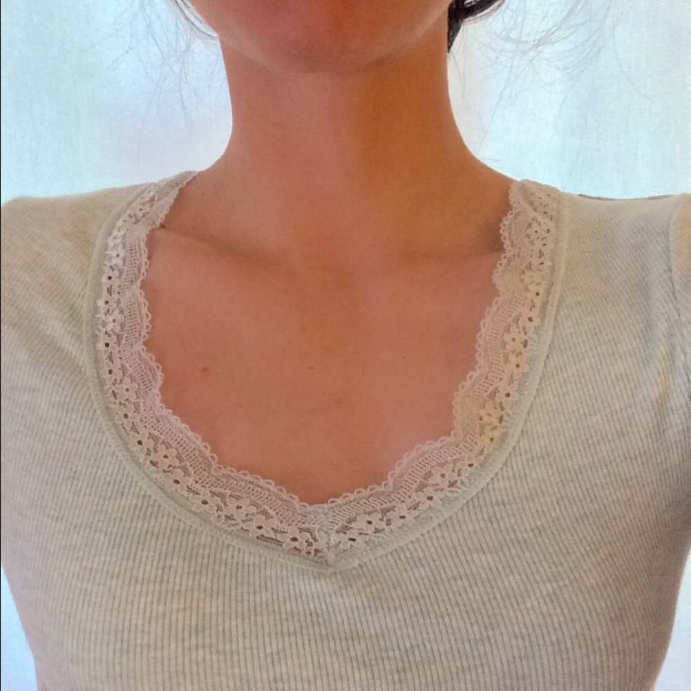 Lace Trimmed Fitted Mint Green Shirt