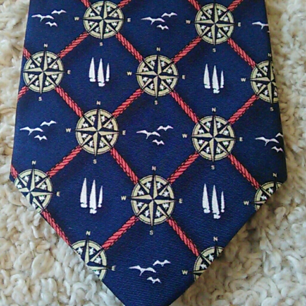 Nautical theme tie 100 percent silk