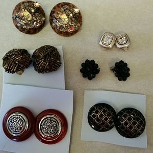 Vintage clip earrings, 6 pairs