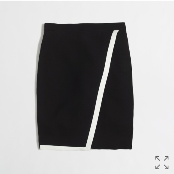 J. Crew Factory Tipped Crepe Wrap Pencil Skirt - Picture 1 of 2