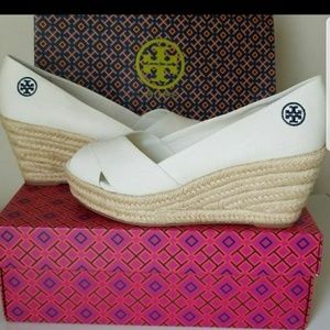 NEW Tory Burch Canvas Wedges