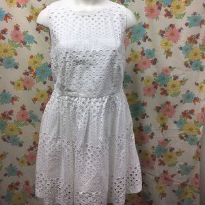 Cynthia Rowley White Eyelet Fit Flare Dress 14