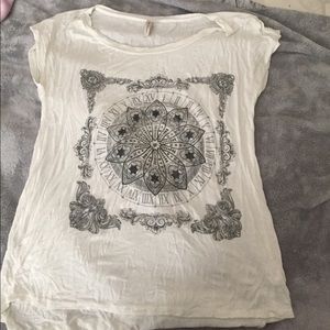 Boho white tee shirt flowy