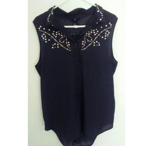 Navy blue button up tank