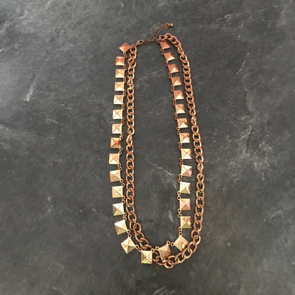 Faux Gold Stud and Chain Necklace