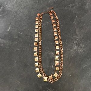 Faux Gold Stud and Chain Necklace