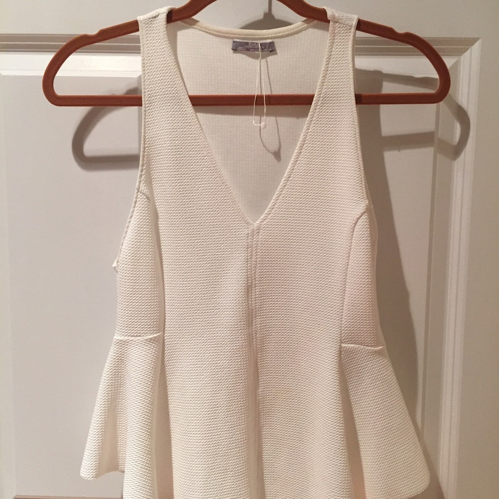 Zara Deep V Neck Peplum Top