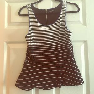 Stripped cotton top with blue trim