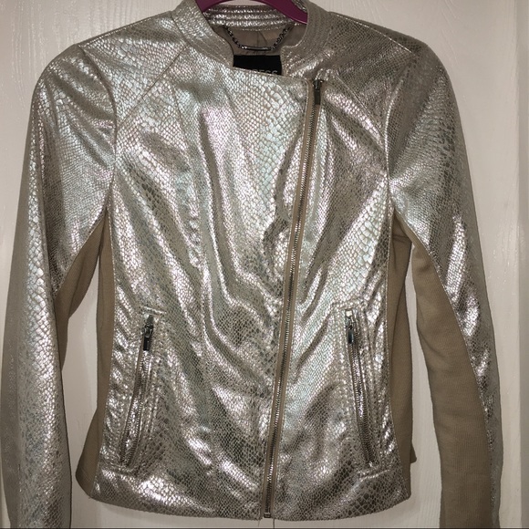 Express silver metallic snake moto jacket - Picture 1 of 7