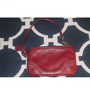 Coach red leather wristlet