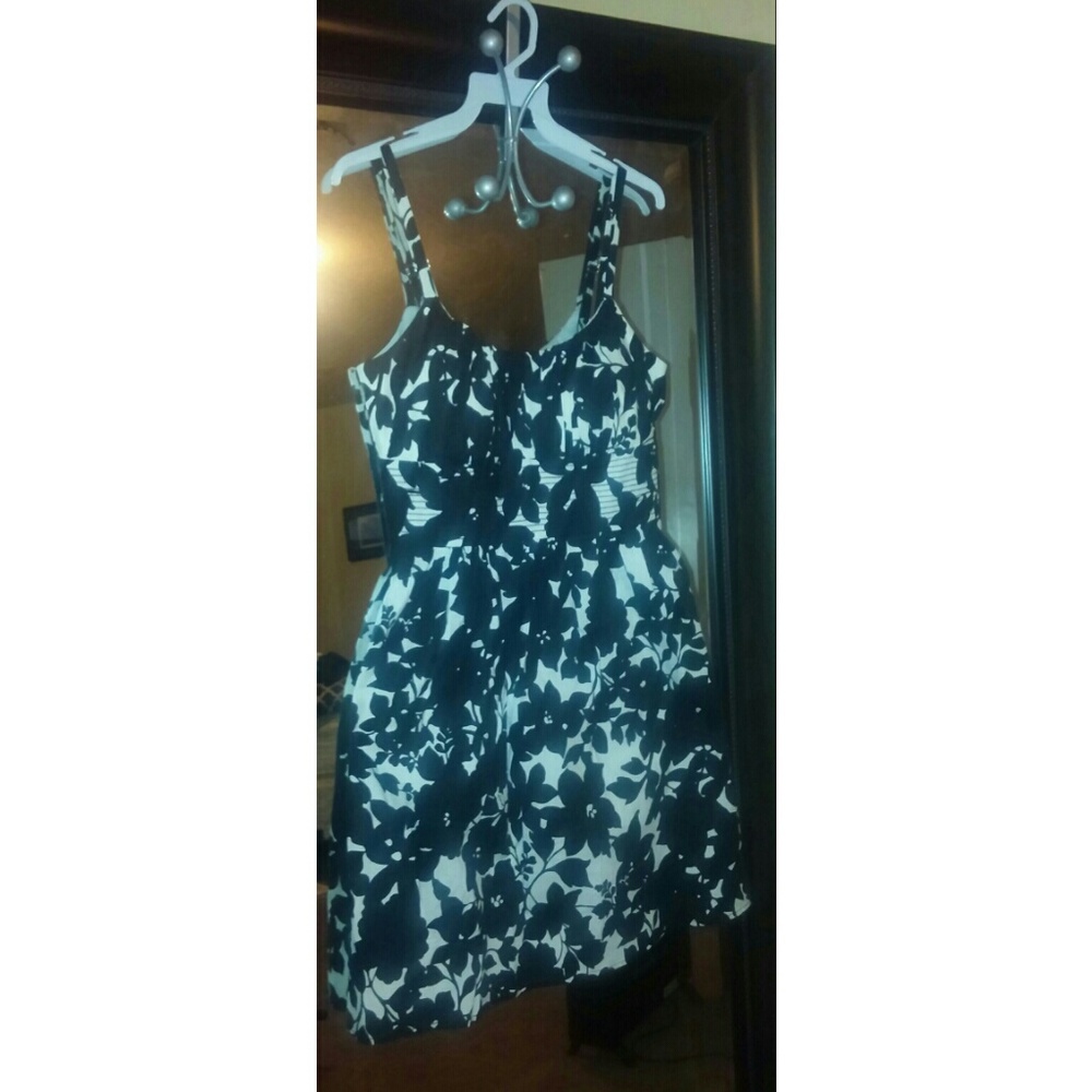 Black and White Floral Swing Dress
