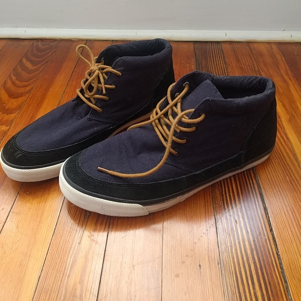 Suede And Canvas High Top Sneakers
