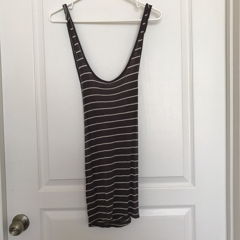 Forever 21 Gray Striped Criss-Cross Tank (sz S)