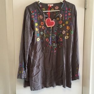 Gray Embroidered Tunic